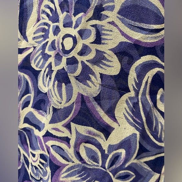 ET VOUS Silk Vintage Sleeveless Front Buttoned Purple/ Lila/ Beige Floral M - Picture 11 of 11